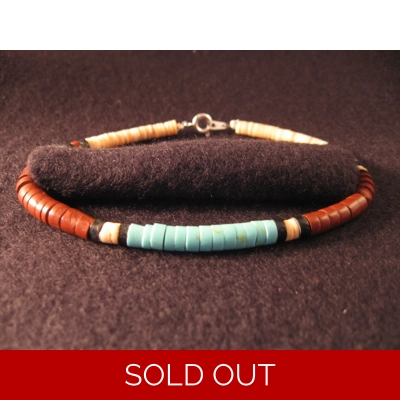 Santo Domingo Turquoise & Coral   7-1/2" Round